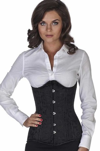 Korsett corsage schwarz brokat - schwarz,